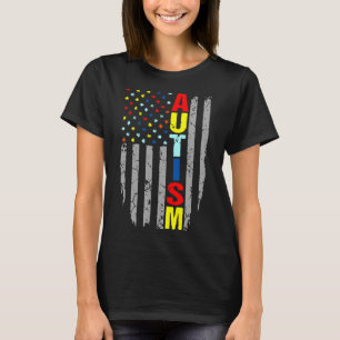 Autismus Awareness American Flag Puzzle Piece T-Shirt