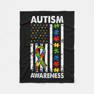 Autismus Awareness American Flag Puzzle Ribbon Vat Fleecedecke