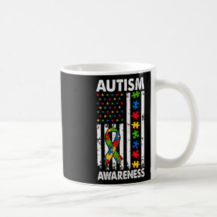 Autismus Awareness American Flag Puzzle Ribbon Vat Kaffeetasse