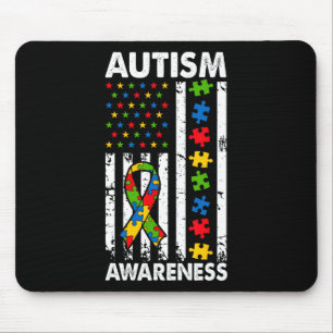 Autismus Awareness American Flag Puzzle Ribbon Vat Mousepad