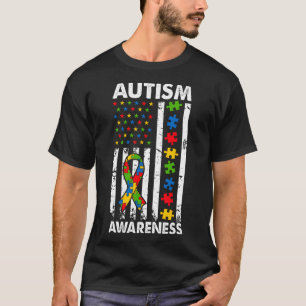 Autismus Awareness American Flag Puzzle Ribbon Vat T-Shirt
