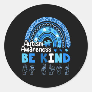 Autismus Awareness Be gül ASL Hand Sign Language Runder Aufkleber