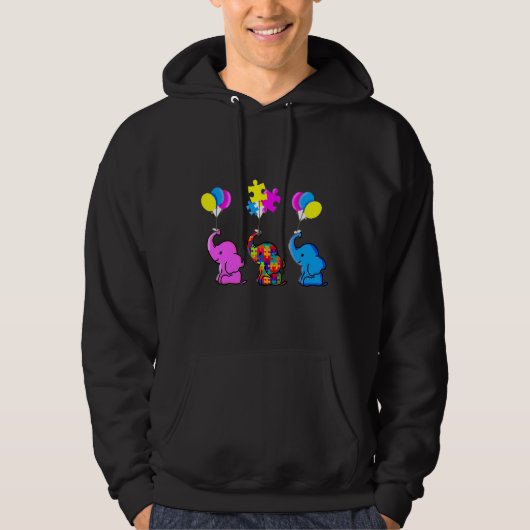 Autismus Awareness Blue Elephant Hoodie (Vorderseite)