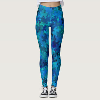Autismus Awareness Blue Puzzle Collage Leggings