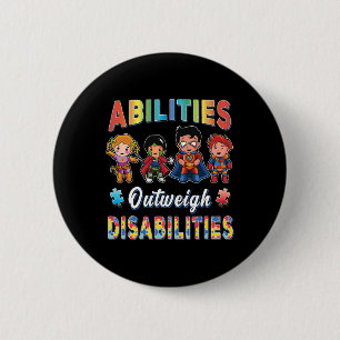 Autismus Awareness Boy Abilities überwiegen Behind Button
