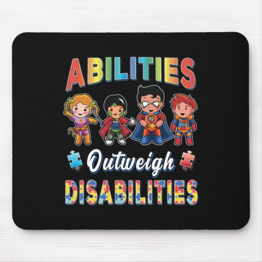 Autismus Awareness Boy Abilities überwiegen Behind Mousepad (Vorne)