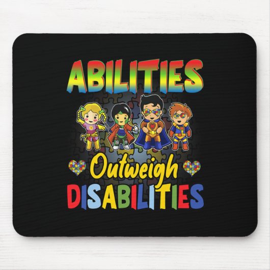 Autismus Awareness Boy Abilities überwiegen Behind Mousepad (Vorne)