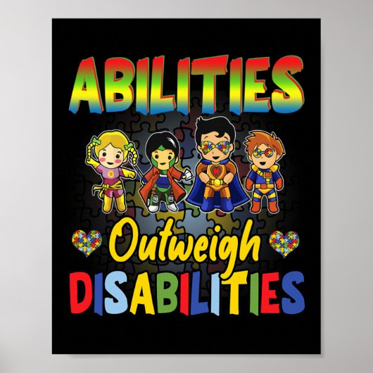 Autismus Awareness Boy Abilities überwiegen Behind Poster (Vorne)