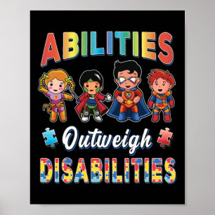 Autismus Awareness Boy Abilities überwiegen Behind Poster