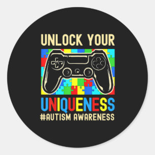 Autismus Awareness Boys Girls Video Game Controlle Runder Aufkleber