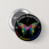 Autismus Awareness Butterfly Button (Vorne & Hinten)