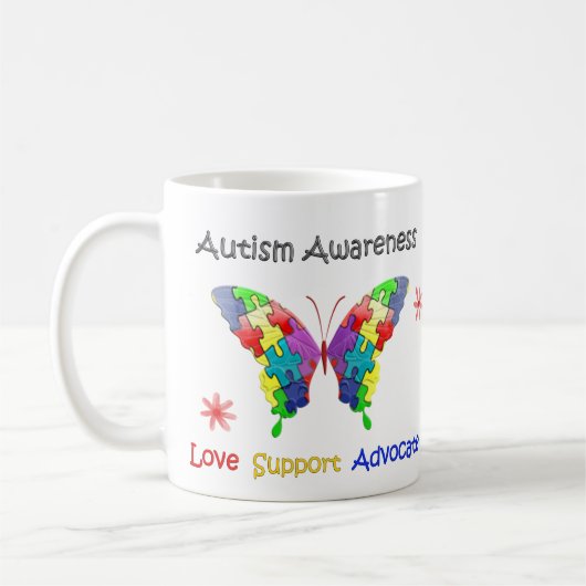 Autismus Awareness Butterfly Kaffeetasse (Links)