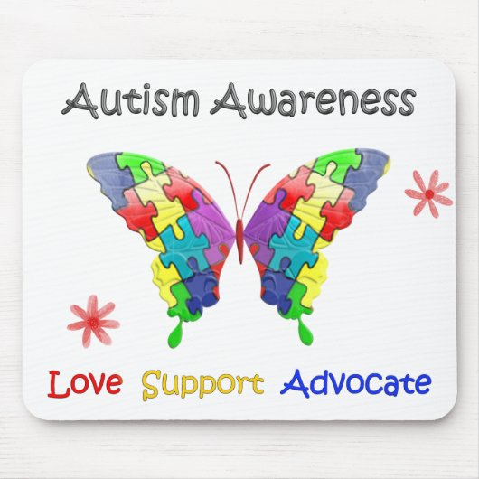 Autismus Awareness Butterfly Mousepad (Vorne)