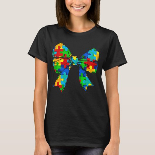 Autismus Awareness Coquette Bow T-Shirt (Vorderseite)