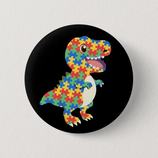 Autismus Awareness Dinosaurier Button (Vorderseite)