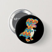 Autismus Awareness Dinosaurier Button (Vorne & Hinten)
