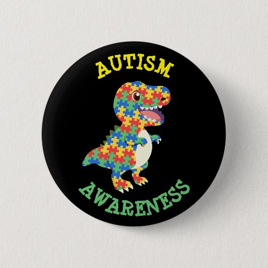 Autismus Awareness Dinosaurier Button (Vorderseite)