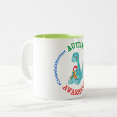 Autismus Awareness Dinosaurier Zweifarbige Tasse (Vorderseite Links)