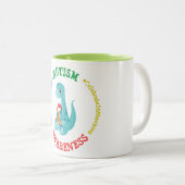 Autismus Awareness Dinosaurier Zweifarbige Tasse (VorderseiteRechts)