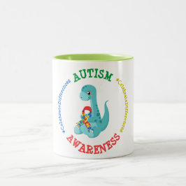 Autismus Awareness Dinosaurier Zweifarbige Tasse