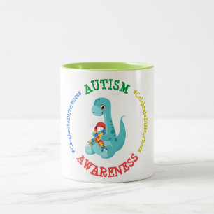 Autismus Awareness Dinosaurier Zweifarbige Tasse