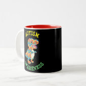 Autismus Awareness Dinosaurier Zweifarbige Tasse (Vorderseite Links)