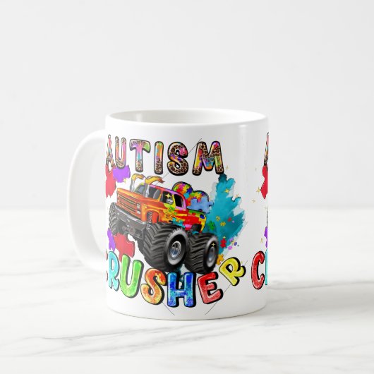 Autismus Awareness Dump Truck Tasse (Vorderseite Links)