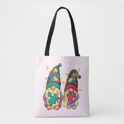 Autismus Awareness Gnome Couple Tasche (Vorderseite)