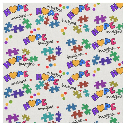 Autismus Awareness Hope & Imaging Stoff (Nahaufnahme)