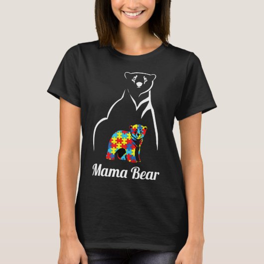 Autismus Awareness Mama Bear Mama T-Shirt (Vorderseite)
