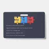 Autismus Awareness Puzzles Team Name ID Ausweis (Rückseite)