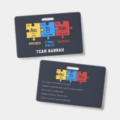 Autismus Awareness Puzzles Team Name ID Ausweis (Vorder- & Rückseite)