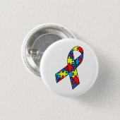Autismus Awareness Ribbon Button (Vorne & Hinten)