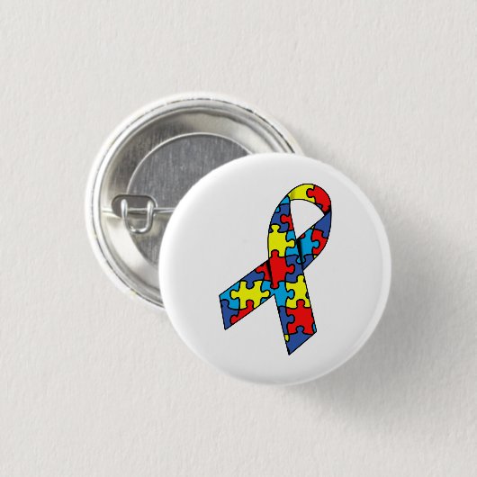 Autismus Awareness Ribbon Button (Vorne & Hinten)