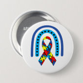 Autismus Awareness Ribbon Button (Vorne & Hinten)