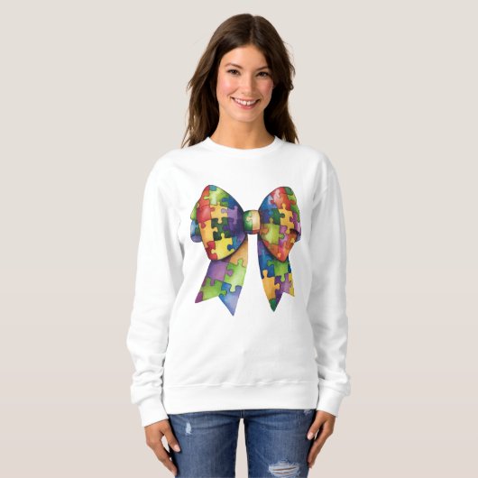 Autismus Awareness Ribbon Coquette Bow Sweatshirt (Vorne ganz)