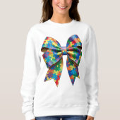 Autismus Awareness Ribbon Coquette Bow Sweatshirt (Vorderseite)