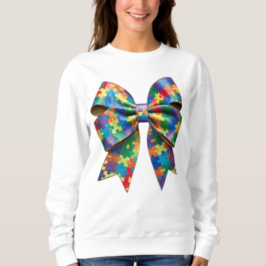 Autismus Awareness Ribbon Coquette Bow Sweatshirt (Vorderseite)