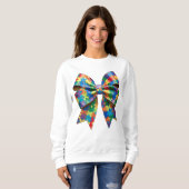 Autismus Awareness Ribbon Coquette Bow Sweatshirt (Vorne ganz)