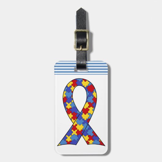 Autismus Awareness Ribbon Gepäckanhänger (Vorderseite vertikal)