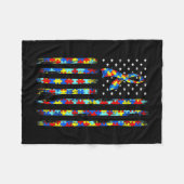 Autismus Awareness Shirt American Flag Ribbon Puzz Fleecedecke (Vorderseite (Horizontal))