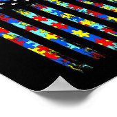 Autismus Awareness Shirt American Flag Ribbon Puzz Poster (Ecke)