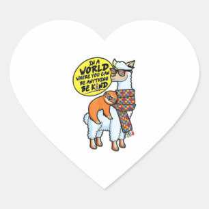 Autismus Awareness Sloth Riding Lama Autismus Seie Herz-Aufkleber