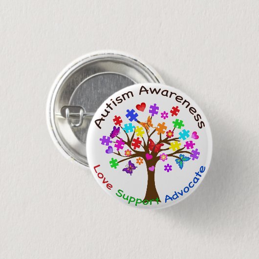 Autismus Awareness Tree Button (Vorne & Hinten)