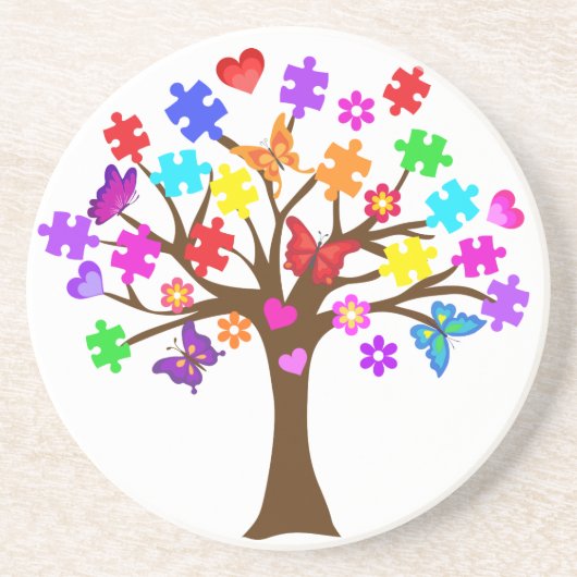 Autismus Awareness Tree Getränkeuntersetzer (Vorne)