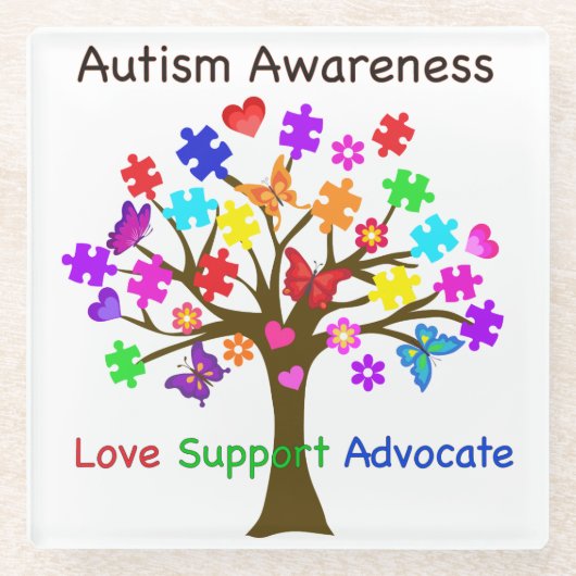 Autismus Awareness Tree Glasuntersetzer (Vorderseite)