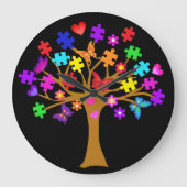 Autismus Awareness Tree Große Wanduhr (Vorderseite)