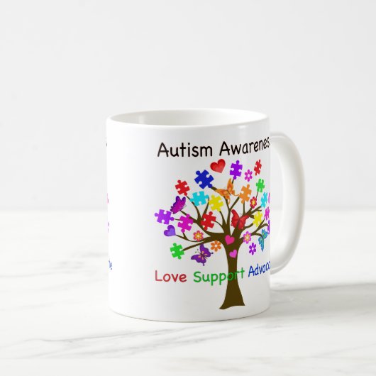 Autismus Awareness Tree Kaffeetasse (VorderseiteRechts)