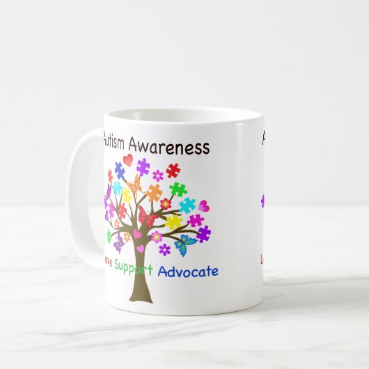 Autismus Awareness Tree Kaffeetasse (Vorderseite Links)