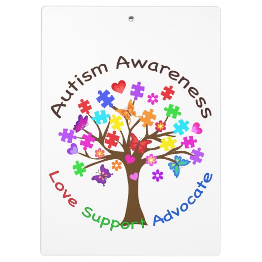 Autismus Awareness Tree Klemmbrett (Rückseite)